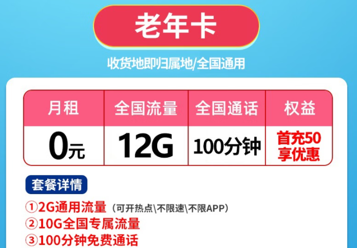 有沒有0月租的流量卡？聯(lián)通老年卡、親情卡0月租有流量包免費通話