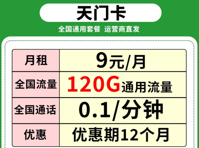 聯(lián)通9元流量卡套餐推薦|聯(lián)通風(fēng)聲卡、天門卡|全通用流量優(yōu)惠期1年