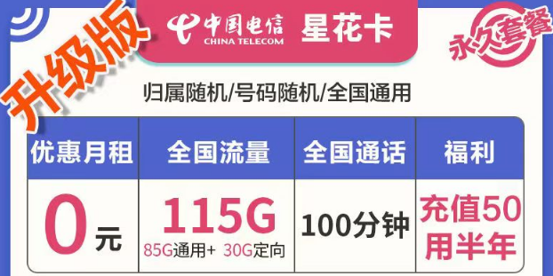 有哪些好用實惠的流量卡套餐？電信星花卡、霜花卡、海興卡|前半年0月租使用