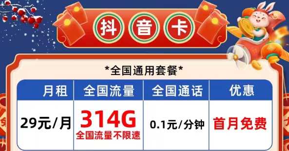 有哪些性價比高的電信流量卡？電信抖音卡29元314G|長期校園卡、風雨卡29元100G