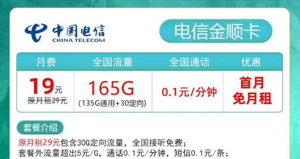 擁有超多流量的電信流量卡又來啦！19元165G金順卡、29元180G夕夏卡|低月租超大流量+首月免費