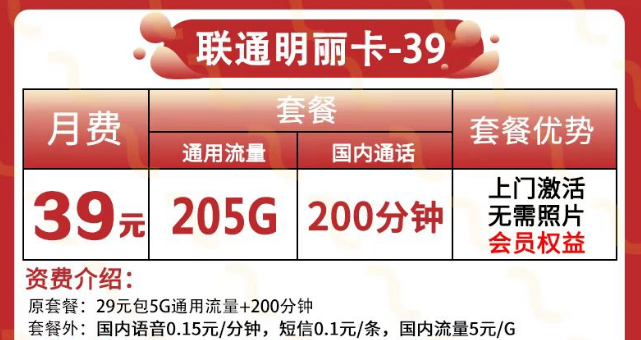 可以領(lǐng)視頻會員的聯(lián)通流量卡又來啦！205G純通用+200分鐘語音+會員|聯(lián)通明麗卡