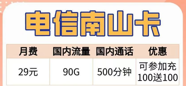 語音通話多的電信29元500分鐘南山卡+流量多的29元180G電信幽恒卡+首月免費(fèi)+可選號