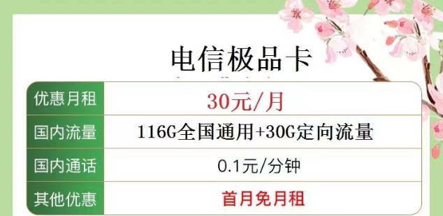 電信極品卡好用嗎？30元月租116G通用 +30G定向+首月免費