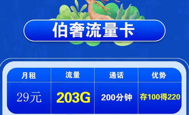 電信伯奢卡29元203G通用+電信無(wú)敵星卡19元200G流量|免費(fèi)包郵