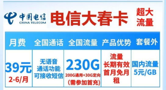 流量卡選長(zhǎng)期好還是短期好？電信39元230G純流量卡|電信大春卡