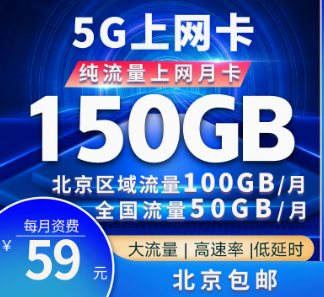 驚喜優(yōu)惠卡！北京專用聯(lián)通5G巔峰卡=150G大流量